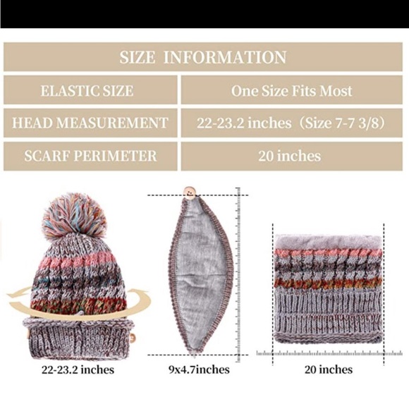 Women’s winter face mask with fleece lined hat and neck gaiter scarf - Gray Knit - Picture 5 of 6